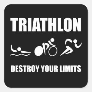 Triathlon Destroy Quadratischer Aufkleber