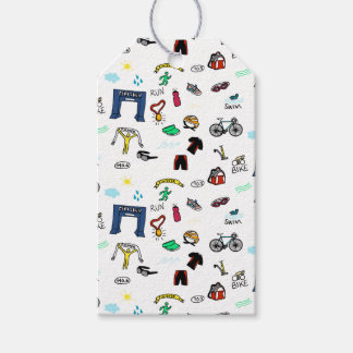 Triathlon Doodles Gift Tags Geschenkanhänger