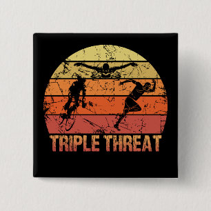 Triathlon-Dreifach-Bedrohung Vintag Button