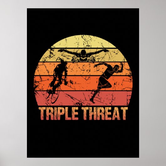 Triathlon-Dreifach-Bedrohung Vintag Poster (Vorne)