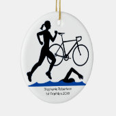 Triathlon Female Keepake in Blau Keramikornament (Rechts)