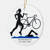 Triathlon Female Keepake in Blau Keramikornament (Links)
