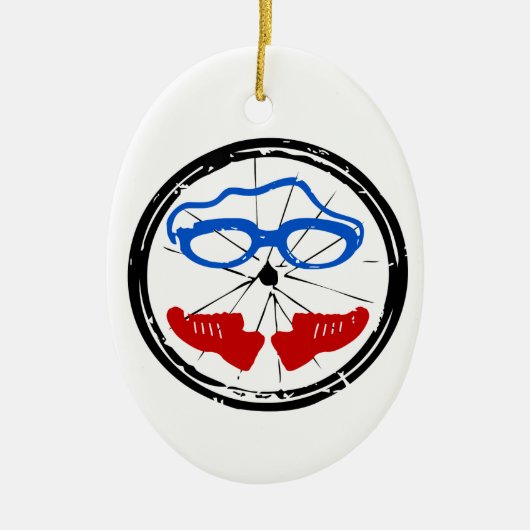 Triathlon Freak Logo Keramik Ornament (Vorne)