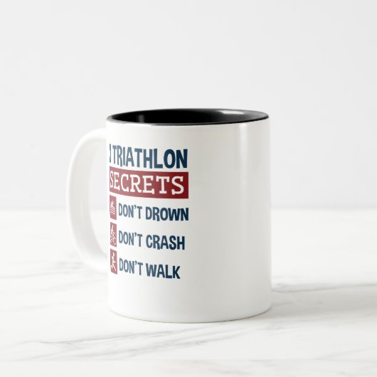 Triathlon Funny 3 Geheimnisse Ertrinken Crash Walk Zweifarbige Tasse (Vorderseite Links)