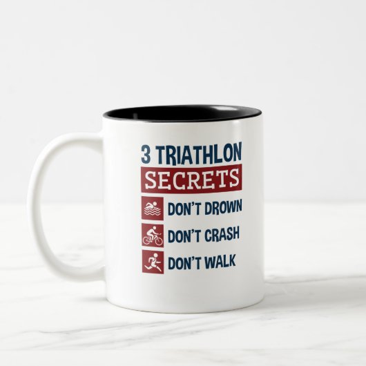 Triathlon Funny 3 Geheimnisse Ertrinken Crash Walk Zweifarbige Tasse (Links)