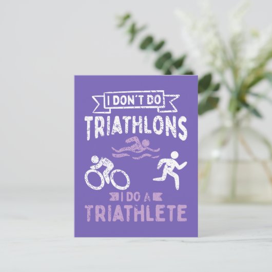 Triathlon Funny Postkarte (Stehend Vorderseite)