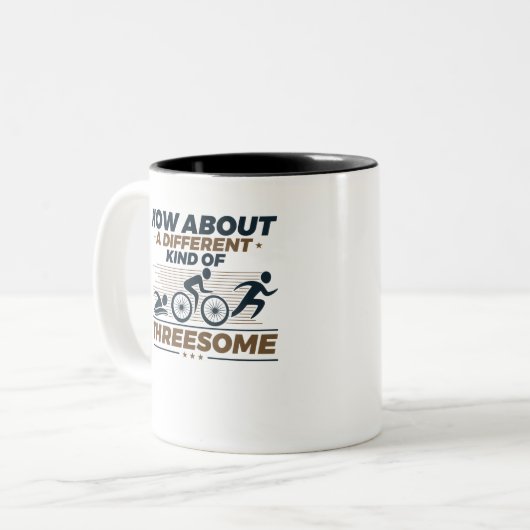 Triathlon Funny verschiedene Art von Drohung Zweifarbige Tasse (Vorderseite Links)