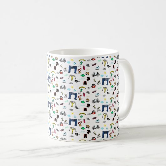 Triathlon-Gekritzel Kaffeetasse (VorderseiteRechts)