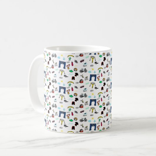 Triathlon-Gekritzel Kaffeetasse (Vorderseite Links)