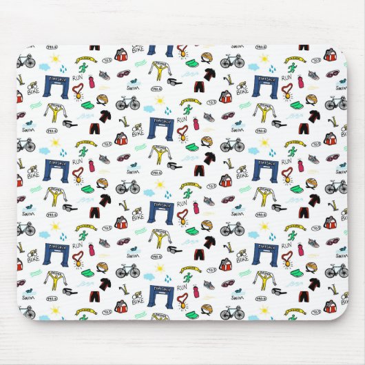 Triathlon-Gekritzel Mousepad (Vorne)