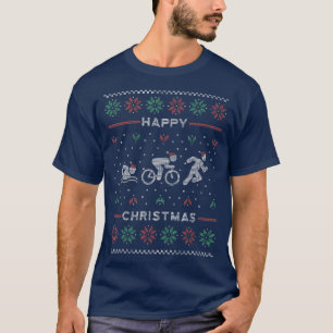 Triathlon Gym Ugly Christmas Sweaters Family Match T-Shirt