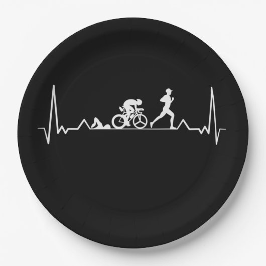 Triathlon Heartbeat Pappteller (Vorderseite)
