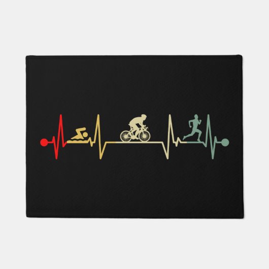 Triathlon Heartbeat Vintage Fußmatte (Vorderseite)