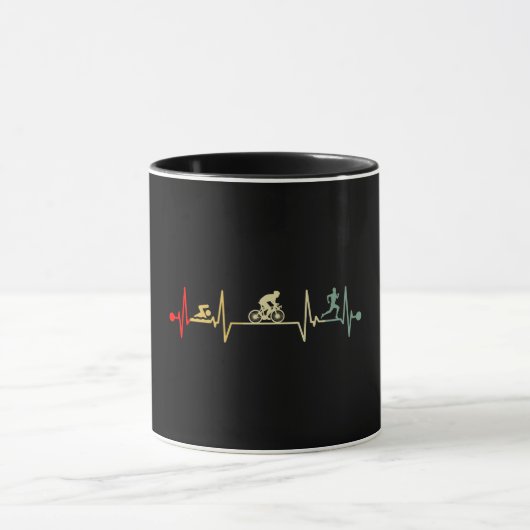Triathlon Heartbeat Vintage Tasse (Zentrum)