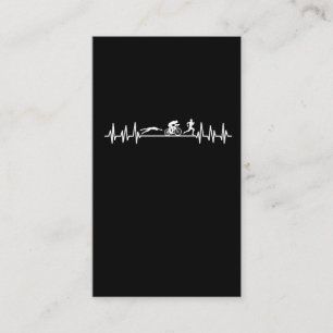 Triathlon Herzschlag Sportman Bike Swim Run Athlet Visitenkarte