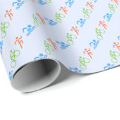 Triathlon Icons Sportthema hellblau Geschenkpapier (Rolleneckpunkt)
