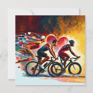 Triathlon-inspirierte Kunst für Athleten, Valentin Feiertagskarte