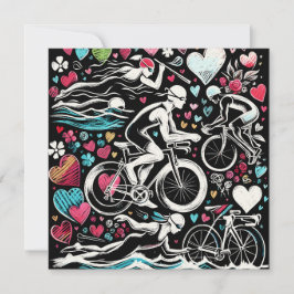 Triathlon Inspirierte Liebe Kissen, Valentinstag G Feiertagskarte