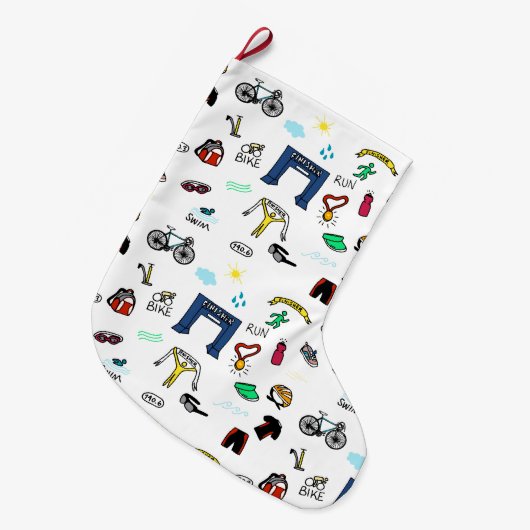 Triathlon kritzelt WeihnachtsStrumpf Großer Weihnachtsstrumpf (Vorderansicht (hängend))