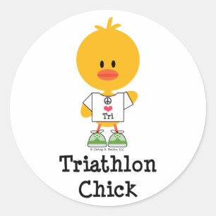 Triathlon-Küken-Aufkleber Runder Aufkleber