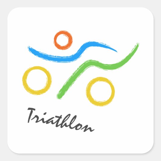 Triathlon-Logo Quadratischer Aufkleber (Vorderseite)