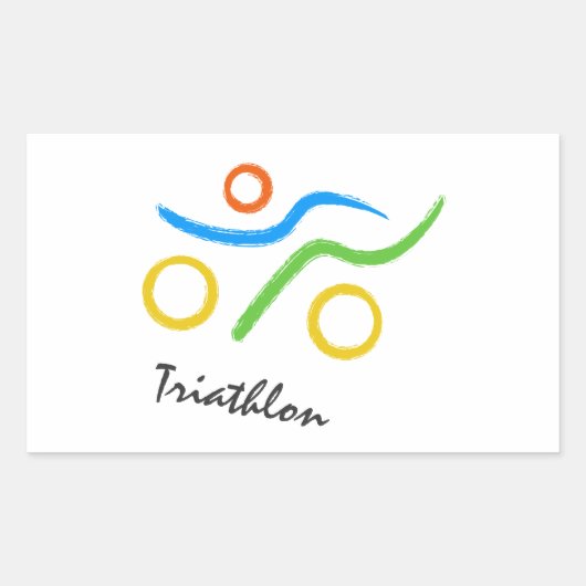 Triathlon-Logo Rechteckiger Aufkleber (Vorderseite)