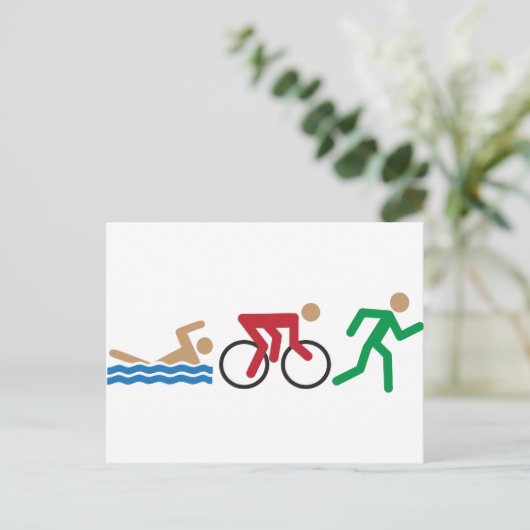 Triathlon Logo Symbole in Farbe Postkarte (Stehend Vorderseite)