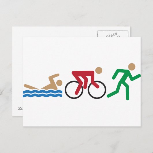 Triathlon Logo Symbole in Farbe Postkarte (Vorne/Hinten)