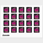 Triathlon Motivation Black und Magenta Typografie Quadratischer Aufkleber (Blatt)