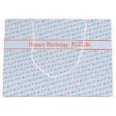 Triathlon Muster benutzerdefinierter Textname Große Geschenktüte (Vorderseite)