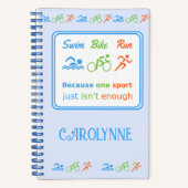 Triathlon-Muster schwimmen Fahrrad laufen Slogan Notizblock (Vorderseite)