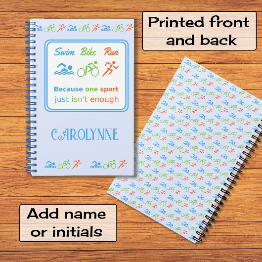 Triathlon-Muster schwimmen Fahrrad laufen Slogan Notizblock