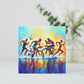Triathlon Pillow für Sportbegeisterte Feiertagskarte (Stehend Vorderseite)