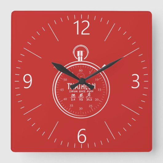 Triathlon Quadratische Wanduhr (Vorderseite)