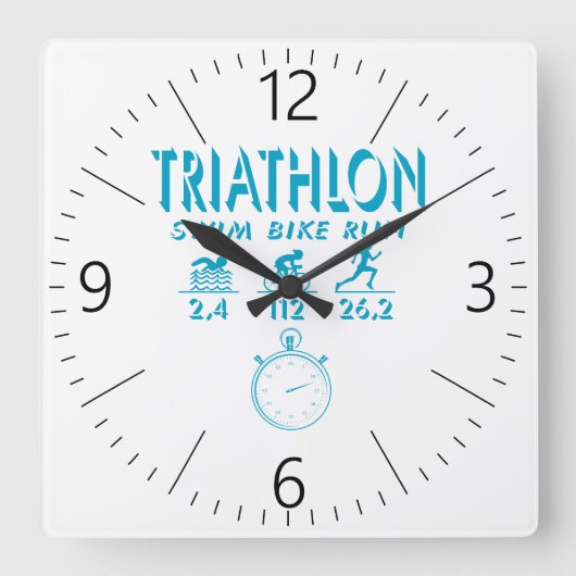 Triathlon Quadratische Wanduhr (Vorderseite)