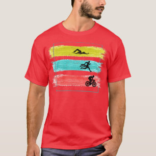 Triathlon Retro Läufer Schwimmer Rad Triathlete T-Shirt