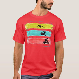 Triathlon Retro Läufer Schwimmer Rad Triathlete T-Shirt