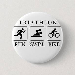 Triathlon-Run, Schwimmen und Fahrrad Button