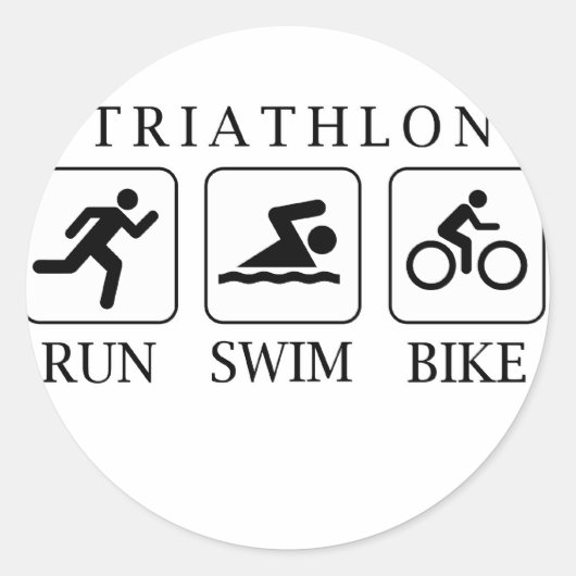 Triathlon-Run, Schwimmen und Fahrrad Runder Aufkleber (Vorderseite)