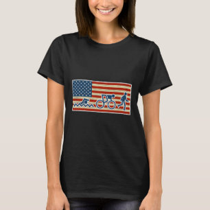 Triathlon Run Triathlete Biathlon Usa Flaggensport T-Shirt