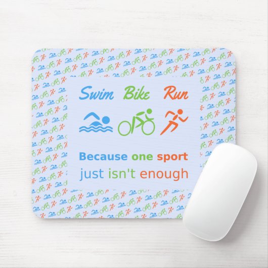 Triathlon schwimmen bike run piktogramm quote mousepad (Mit Mouse)