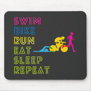 Triathlon schwimmen Fahrrad laufen essen Schlaf wi Mousepad