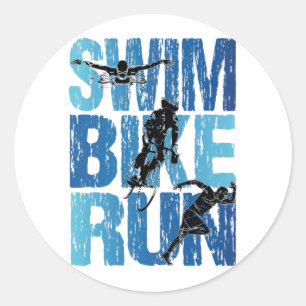 Triathlon - Schwimmen Radfahren Laufen Runder Aufkleber