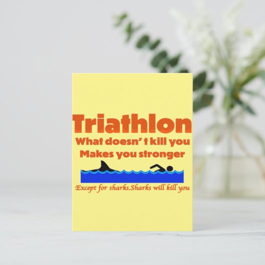 Triathlon Spaß Print Postkarte (Stehend Vorderseite)