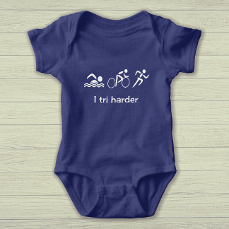 Triathlon Spaß Text und Piktogramme Sport Baby Strampler