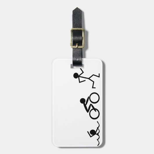 Triathlon-Strichmännchen Gepäckanhänger (Vorderseite vertikal)