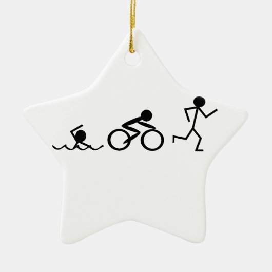 Triathlon-Strichmännchen Keramik Ornament (Vorne)