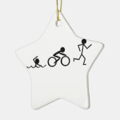 Triathlon-Strichmännchen Keramik Ornament (Links)