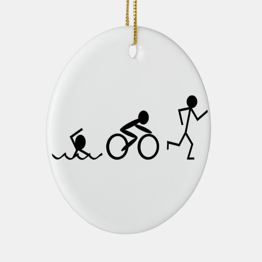Triathlon-Strichmännchen Keramikornament (Rechts)