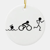 Triathlon-Strichmännchen Keramikornament (Vorne)